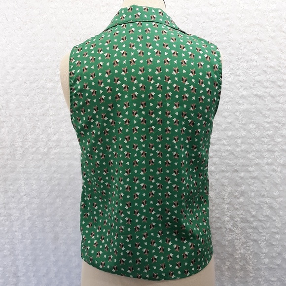 Adorable Owl Green Button Up Sleeveless Top - Picture 5 of 8
